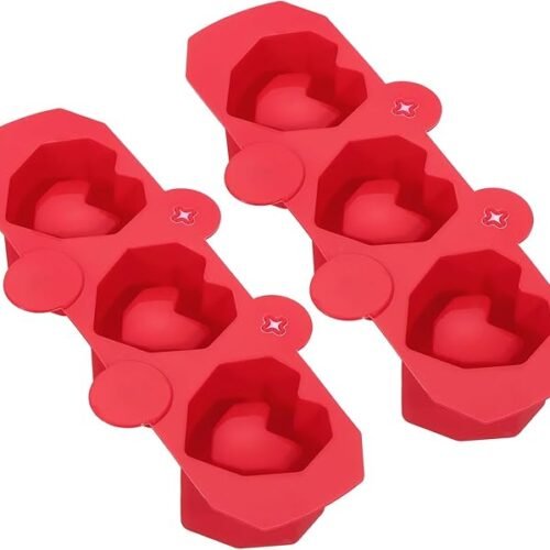 3-Cavity Heart Shaped Glass Ice Mold, Ice Cube Tray for Freezer, Cocktail Shot Glass Mold