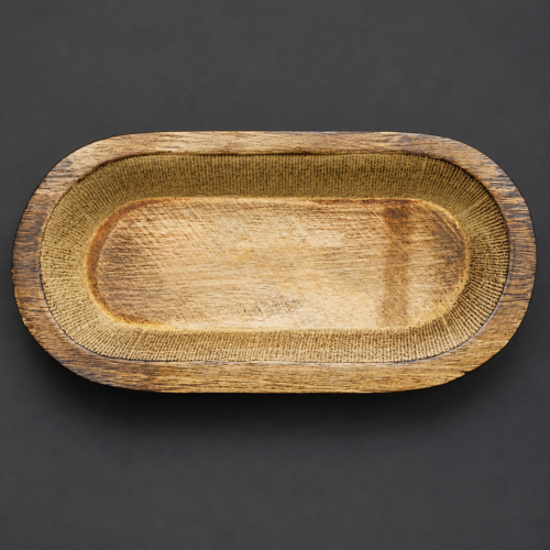 Oval Wooden Candle Holder/Container 8 Inch