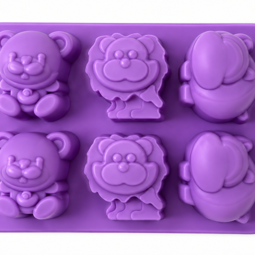 6 Cavity Animal Lion Bear Hippopotamus Silicone Mould