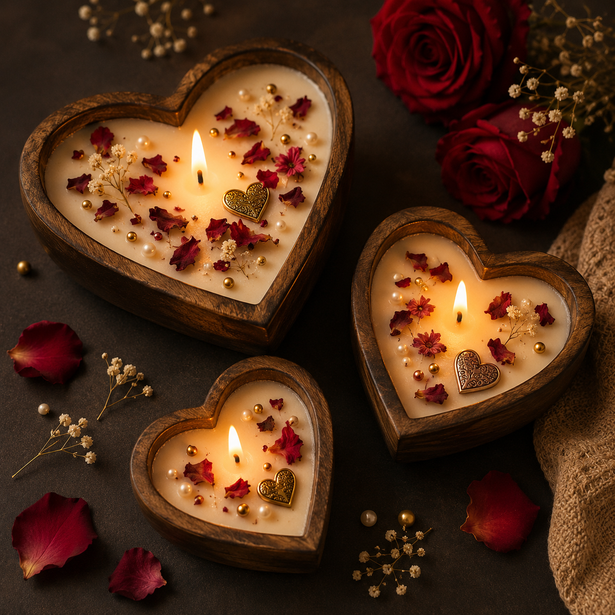 Heart Wooden Candle Holder/Container 6 Inch - Image 8