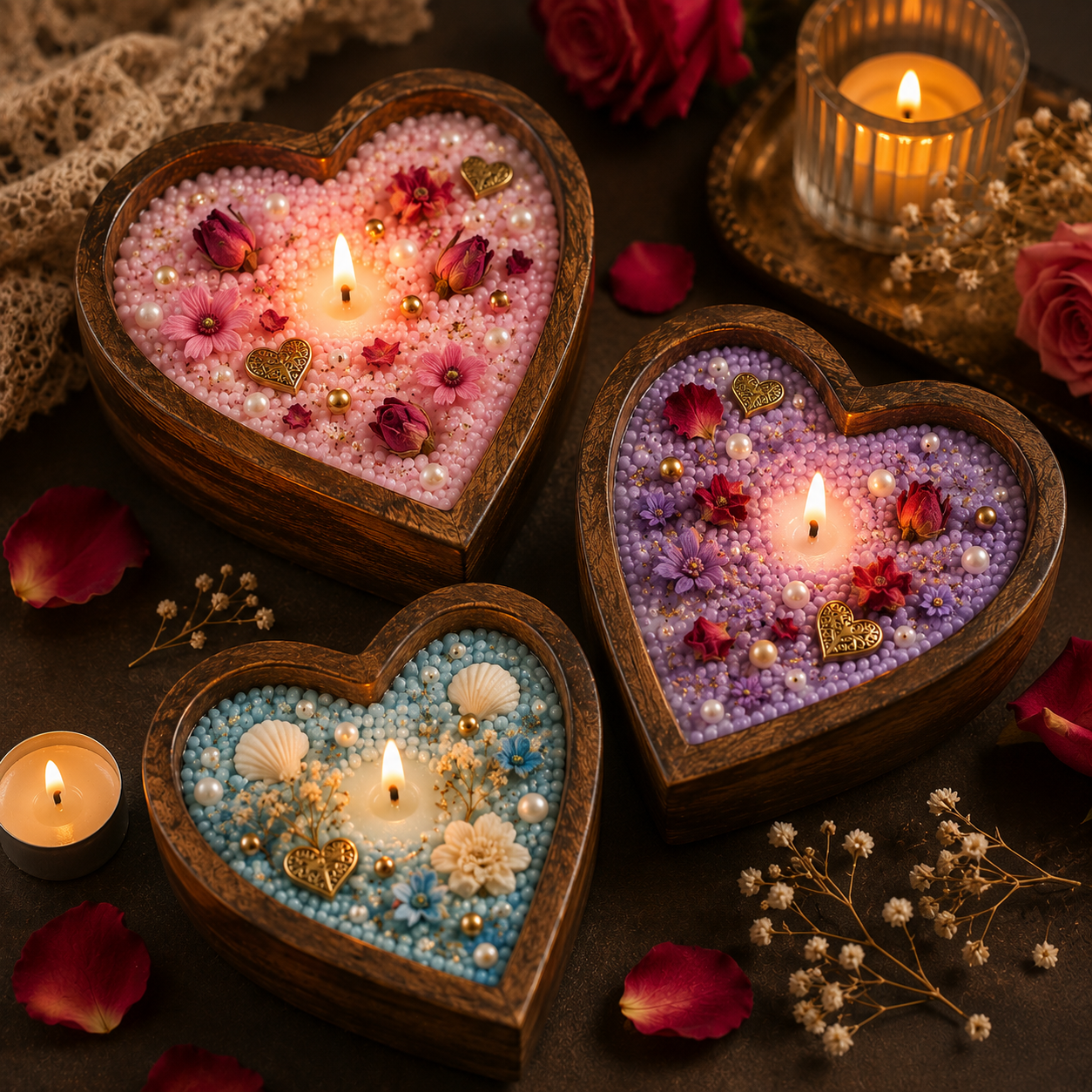 Heart Wooden Candle Holder/Container 6 Inch - Image 9