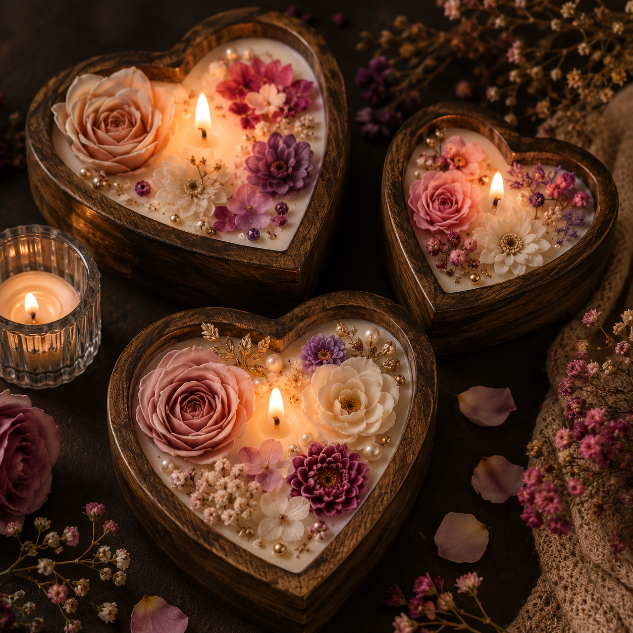 Heart Wooden Candle Holder/Container 6 Inch - Image 3