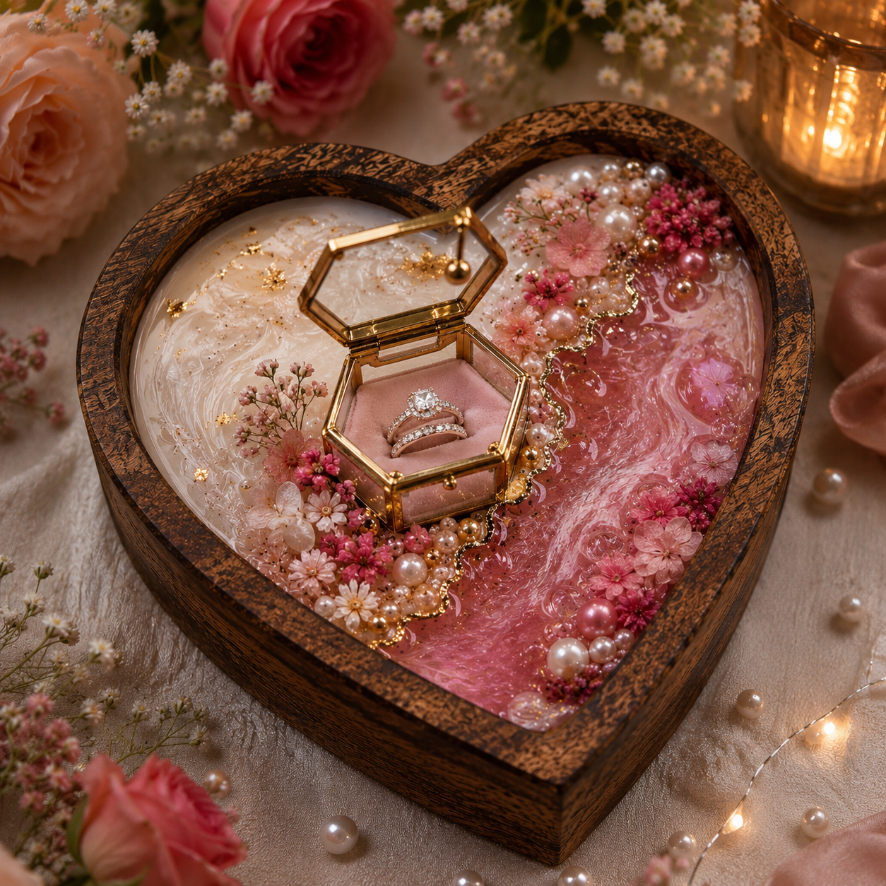 Heart Wooden Candle Holder/Container 6 Inch - Image 4