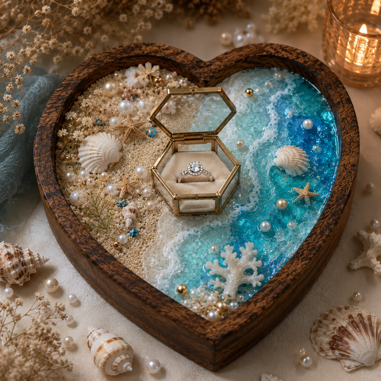 Heart Wooden Candle Holder/Container 6 Inch - Image 5