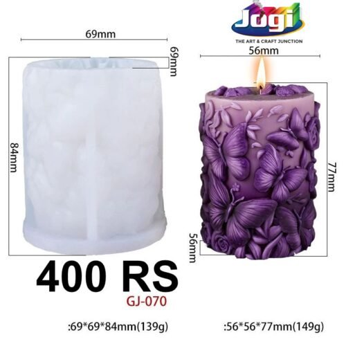 Butterfly Rose Silicone Candle Mold | 3D Pillar Candle Mould | Jogi Art