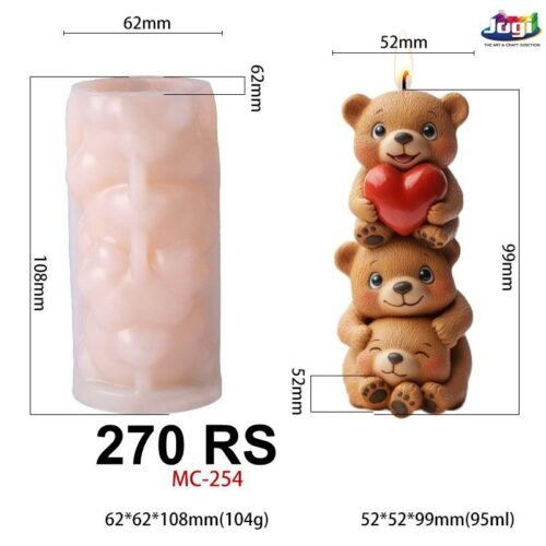Teddy Bear Family Silicone Candle Mold (A) | Cute 3D Candle Mould | Jogi Art