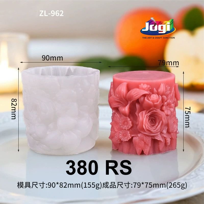Rose Floral Silicone Candle Mold | 3D Decorative Candle Mould | Jogi Art