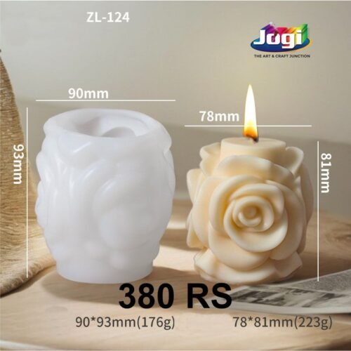 Rose Pillar Silicone Candle Mold | 3D Floral Candle Mould | Jogi Art